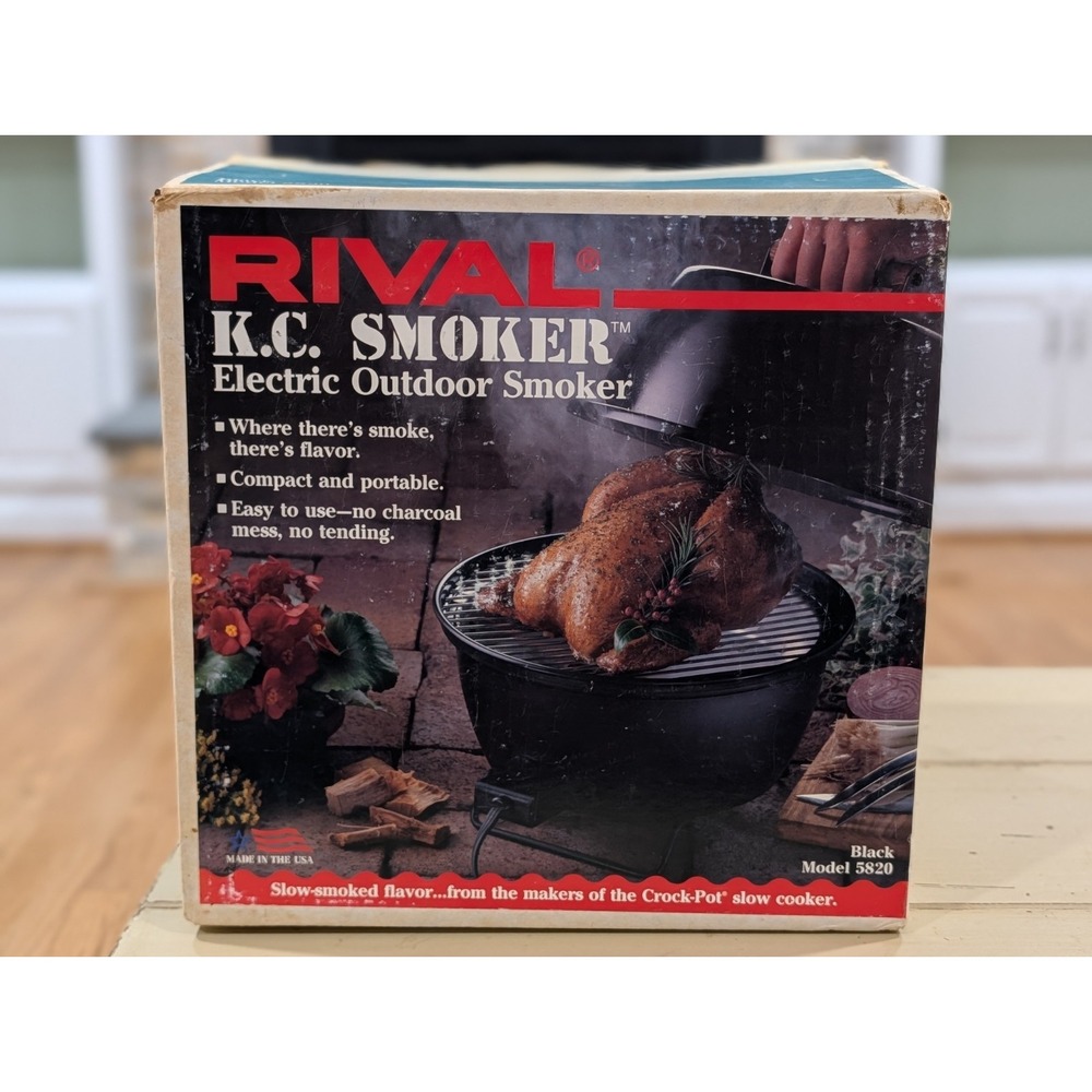 Rival K.C. Smoker Electric Outdoor Portable Barbecue Grill w/Accessories USA New